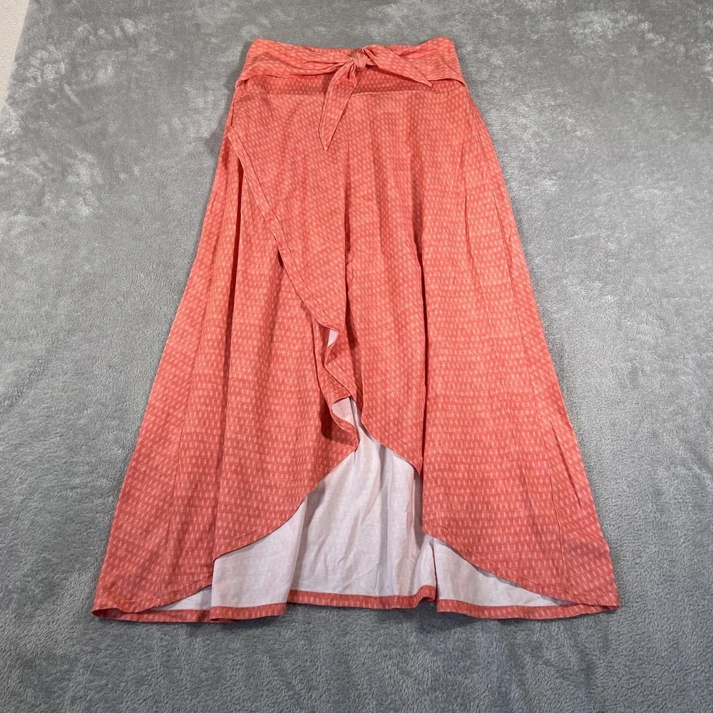 Vermilli Hawaii Wrap Skirt Womens Small Coral Pink High Low Boho Beach‎ Maxi